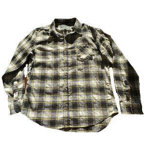 Jachs New York Recycled Light Weight Yellow Black Plaid Flannel Size L